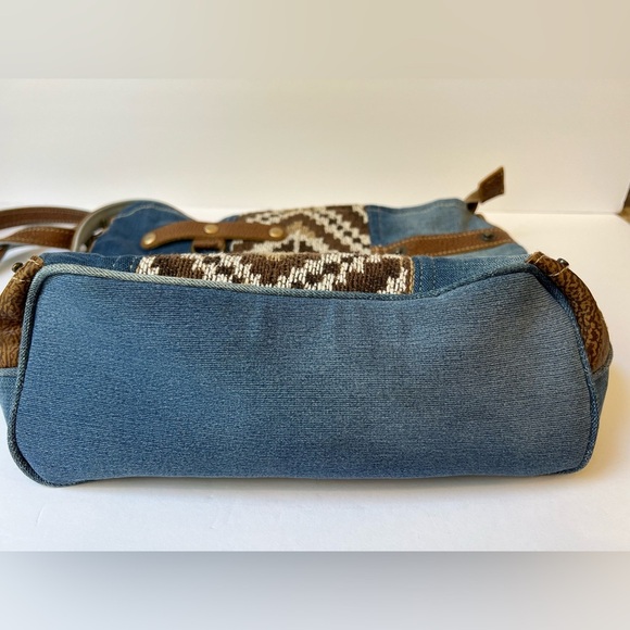 Myra Bag Denim Western Aztec Shoulder Bag - Picture 12 of 13